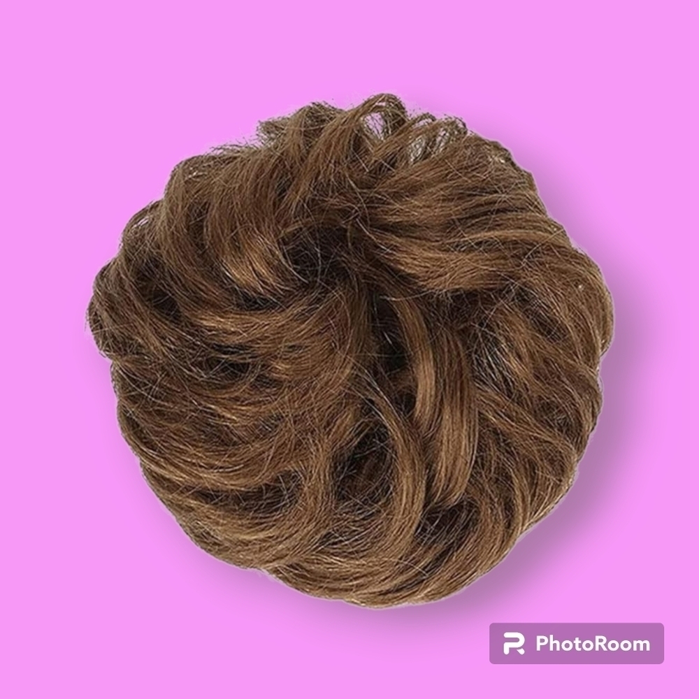 Medium Chestnut Brown Remy Human Hair Messy Bun